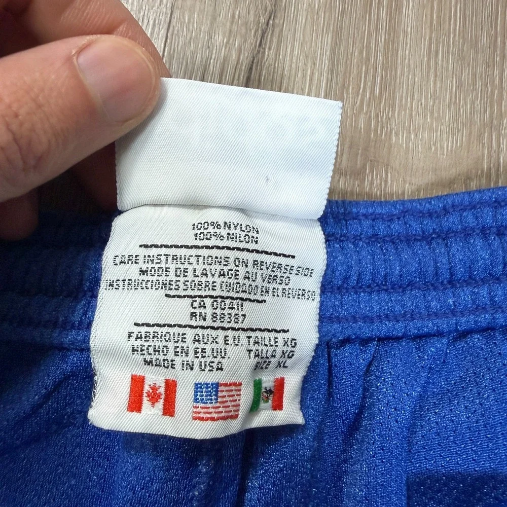 VTG Adidas Made in USA Blue Mesh 5" Shorts Youth XL Gym Basketball Trefoil - Picture 6 of 8
